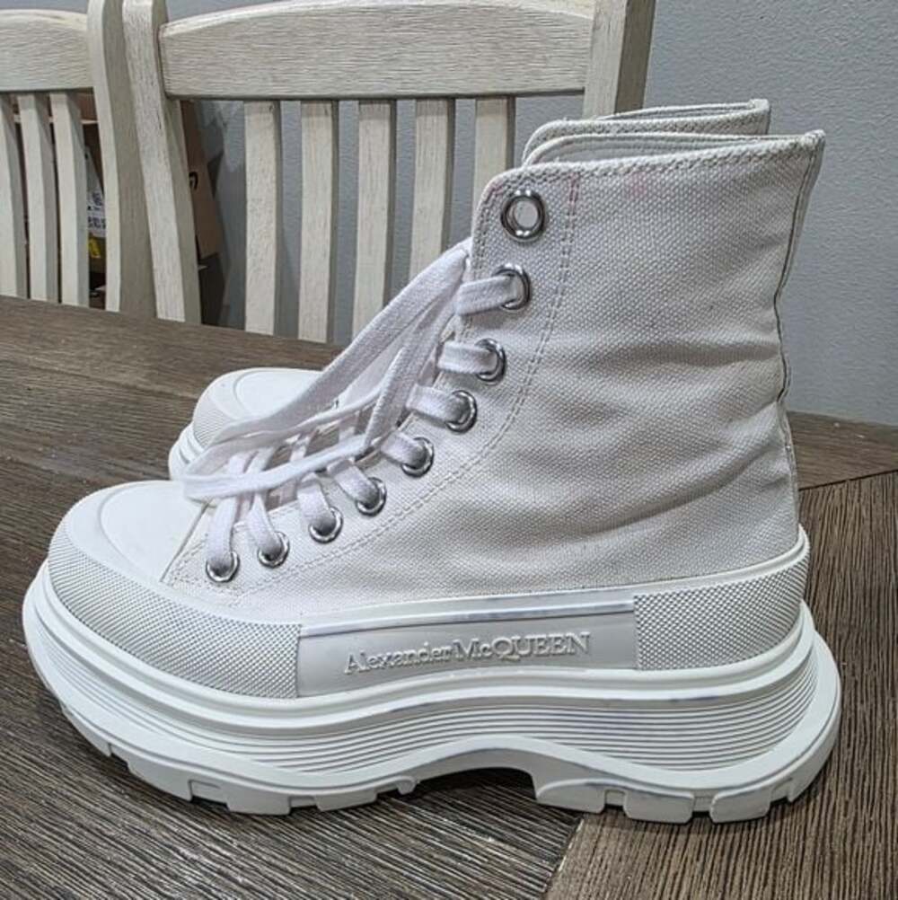 Alexander McQueen White Tread Slick Chunky Platform HighTop Boots Size 5 / EU 35 - Picture 3 of 9
